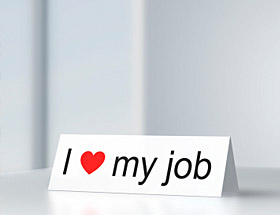 Job und Familie: Schild mit Aufschrift "I love my job"